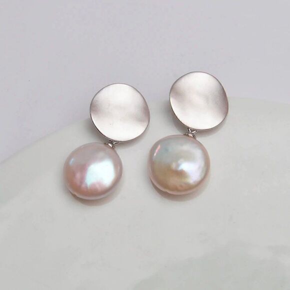Sterling Silver Freshwater Baroque Pearl Classy Earrings NEW WITH GIFT BOX - Picture 5 of 15